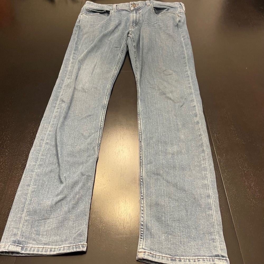 Paige Federal Jeans Mens 34x34 Blue Slim Straight Light Wash Denim M655697-3885